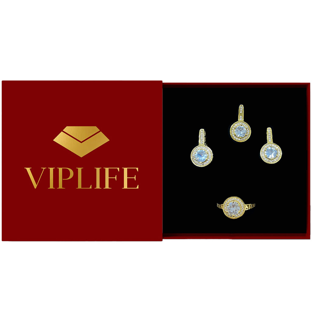 A-01557J VIPLIFE-Aksesuar Dəst (qızılı) + Viplife hədiyyəlik qutu